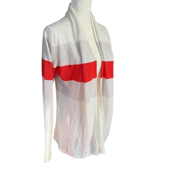 Banana Republic linen off white and orange stripe open cardigan women's size S - Picture 2 of 7